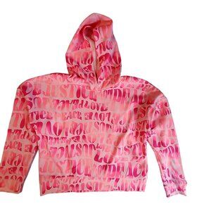 Justice Girls Fleece Hoodie L Pink Love & Peace Print Vibrant pink "Love & Peace